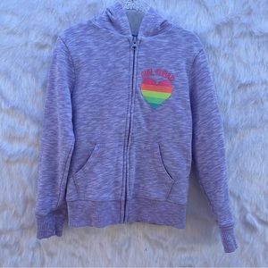 Girls Rainbow Heart  Zip Up Hoodie‎